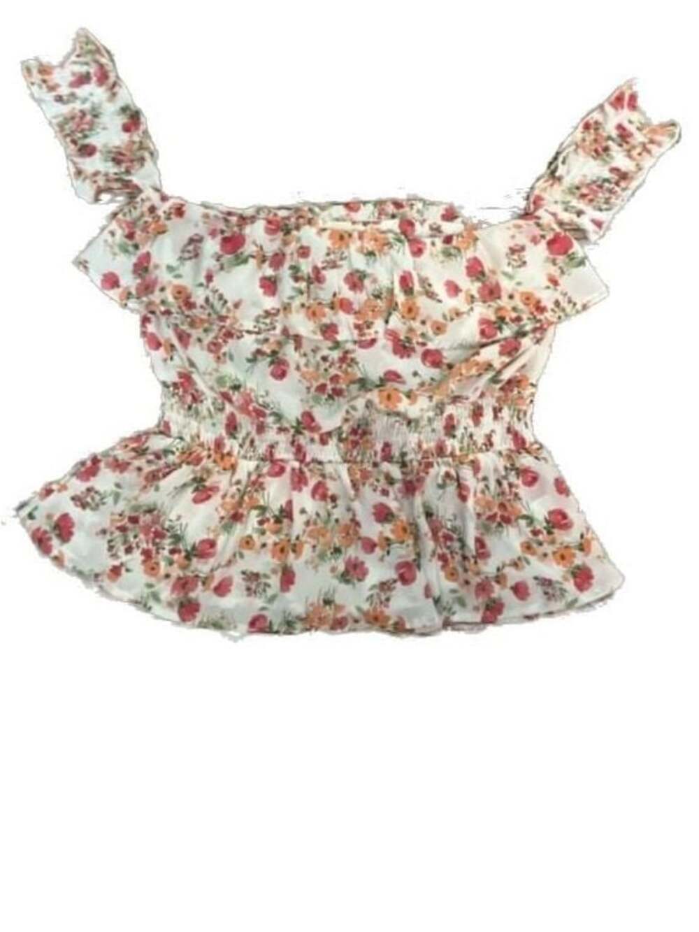 Promesa Ezra Floral Smocked Ruffle Peplum Top Medium